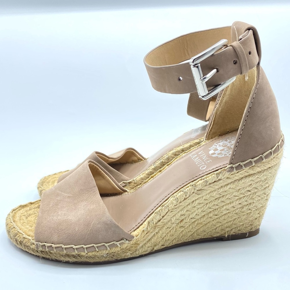- VINCE CAMUTO Leera Espadrille Wedge Sandals Nude Jute Rope Tan Size 7
